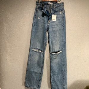 Zara High Rise Straight Leg Jeans